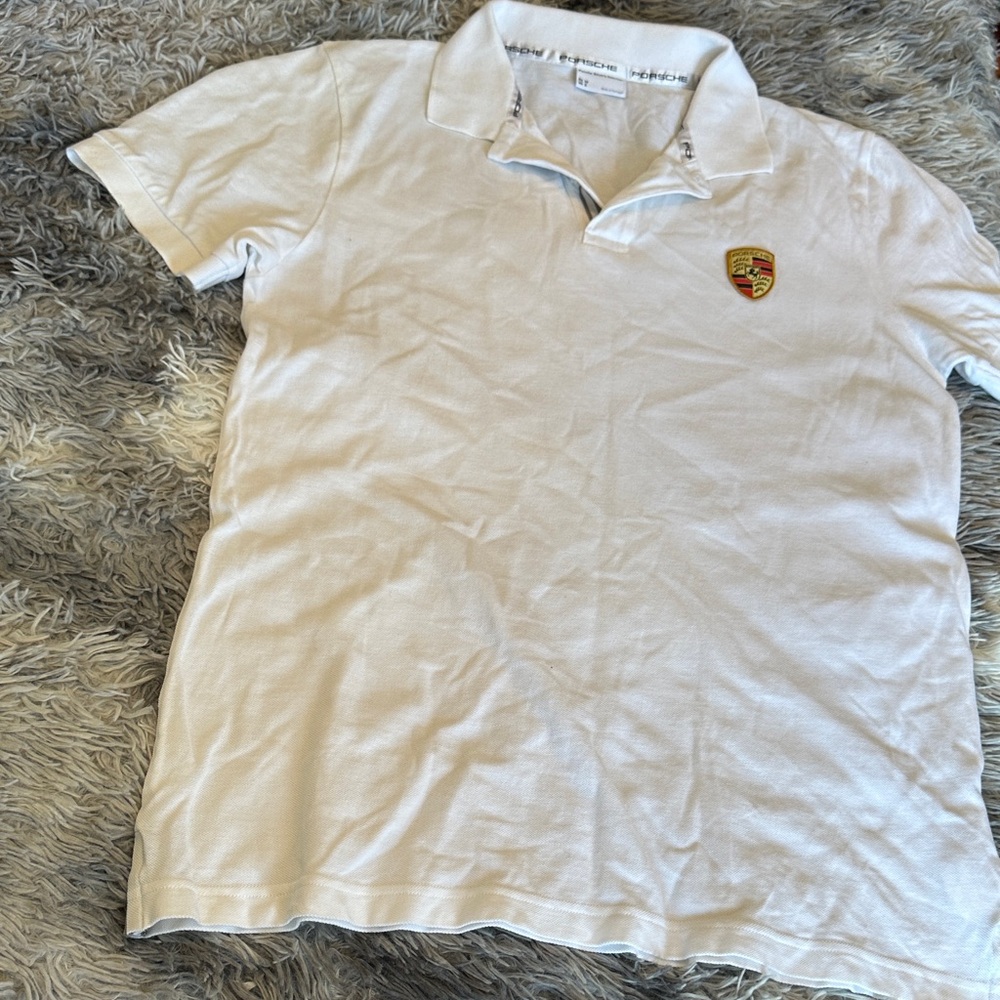 F—Porsche Design Men's White Polo Shirt with Logo